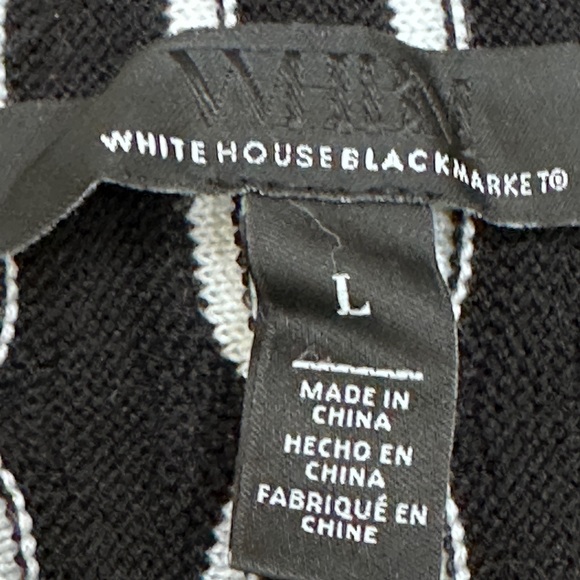 White House Black Market Graphic Knit Tank L Black White Mod Minimalist Office - Picture 7 of 8